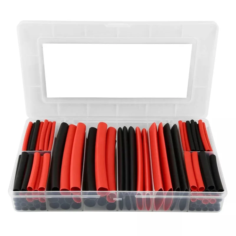 142pcs Boxed Black And Red G-type Double Wall Heat Shrink Tube Shrinkable Waterproof Transparent 3:1 Adhesive Assortment Set