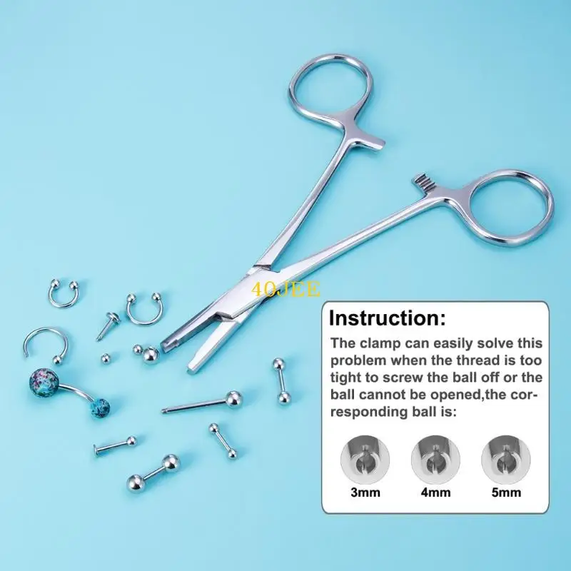 

40JE Dermal Tighting Holdings Tool Plier Tweezers Clamp Professional Forcep Body Piercing