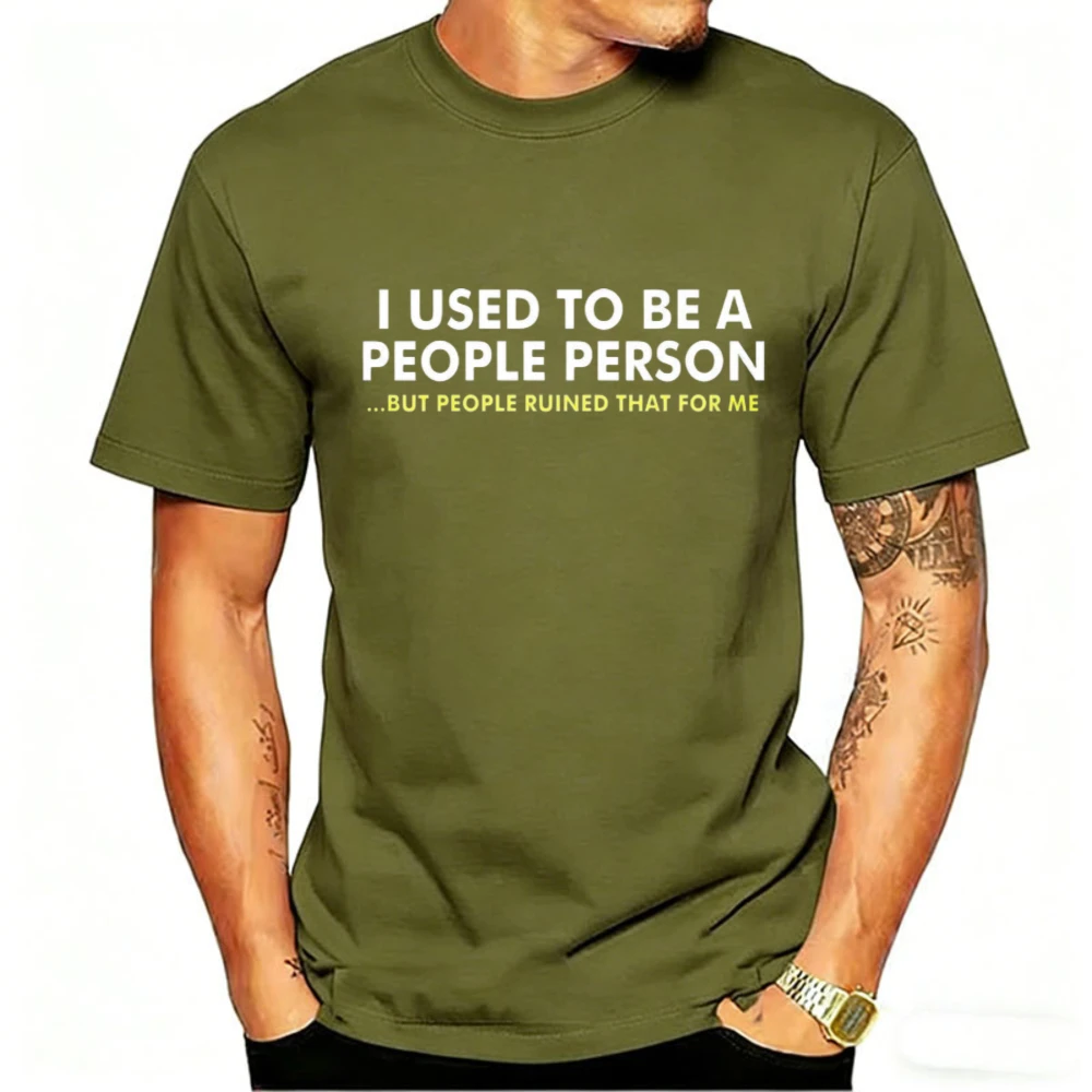 Mens Funny Sarcastic Dark Grey T Shirt I Used To Be A People Person But People Ruined That for Me Novelty Graphic Tee Cotton Top