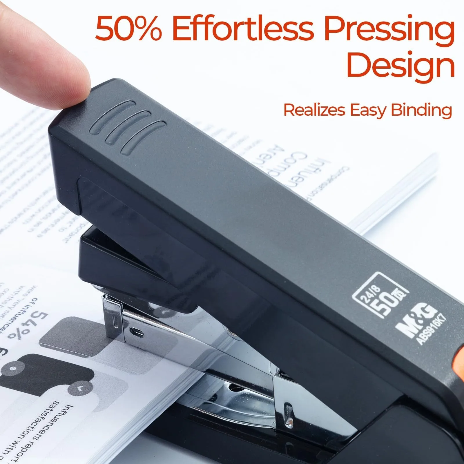 M&G 12# Desktop Stapler 50 Sheets Effort-Saving Portable Durable Office Supplies Business-type Stapler Black/White