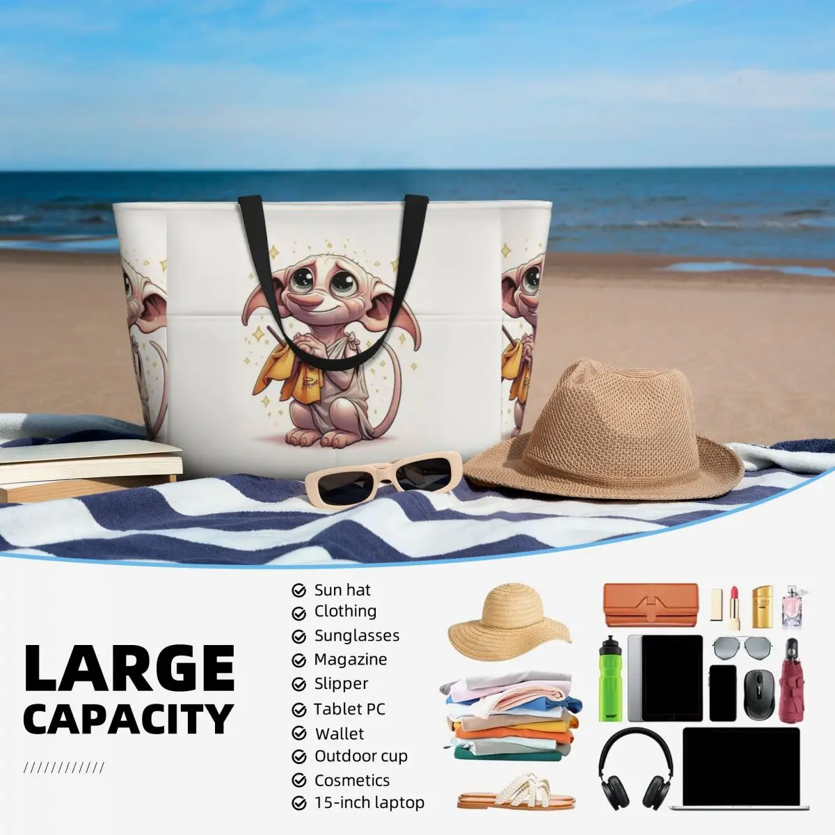 Bruxaria e feiticeira dos desenhos animados cosplay praia sacola esporte ginásio yoga duffle grande sacola de viagem feminina saco de fitness