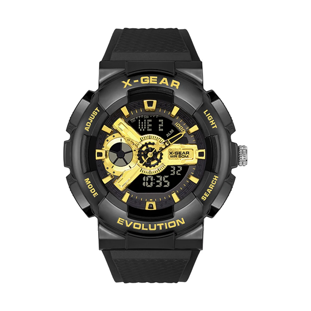 

Мужские водонепроницаемые светодиодные наручные часы с двойным дисплеем, крутые модные многофункциональные