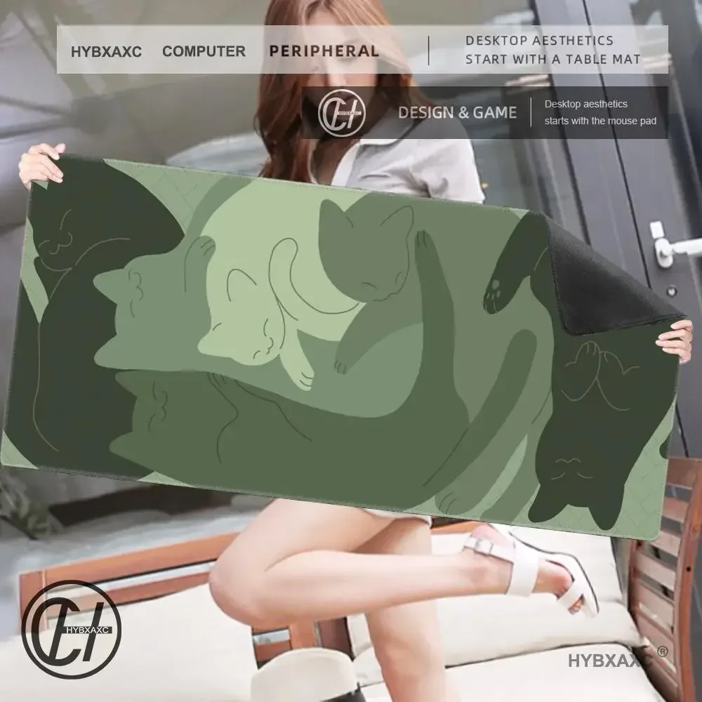 Mauspads, süße Katze, Computer-Mauspad, Schreibtischunterlage, 100 x 50 cm, große Kawaii-Mauspads, Büro-Mauspad, XXL, große Tischsets