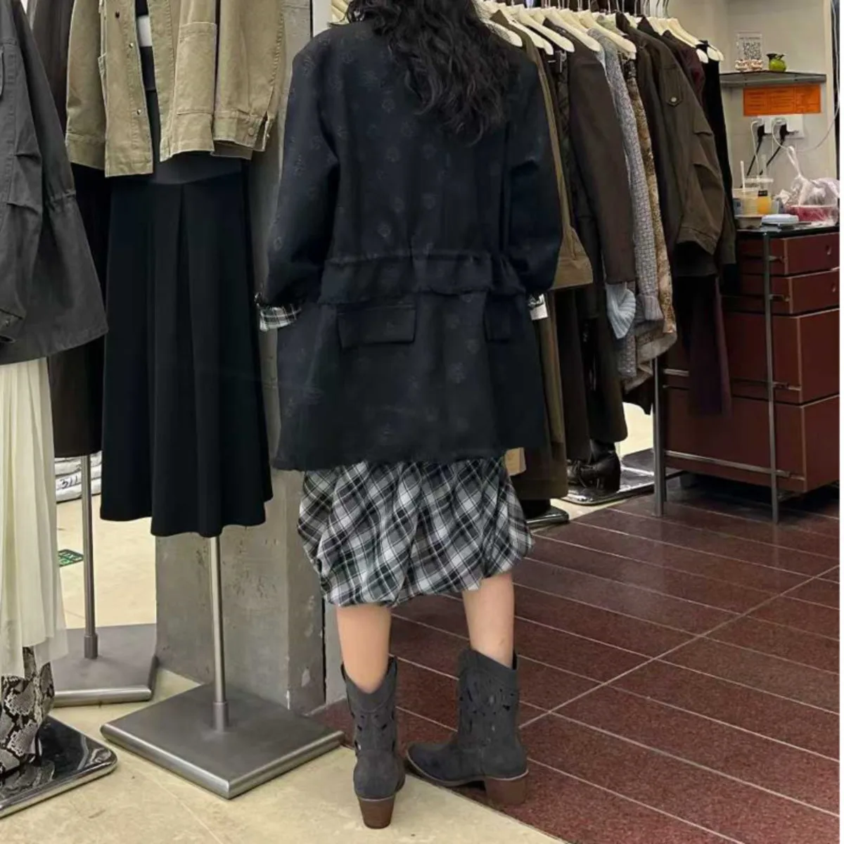 KWTX 2025 여성용 투피스 정장 세트 단색 가을 겨울 캐주얼 엘레강스 블레이저 싱글 브레스티드 베스트 타이웨이스트 포켓 럭셔리