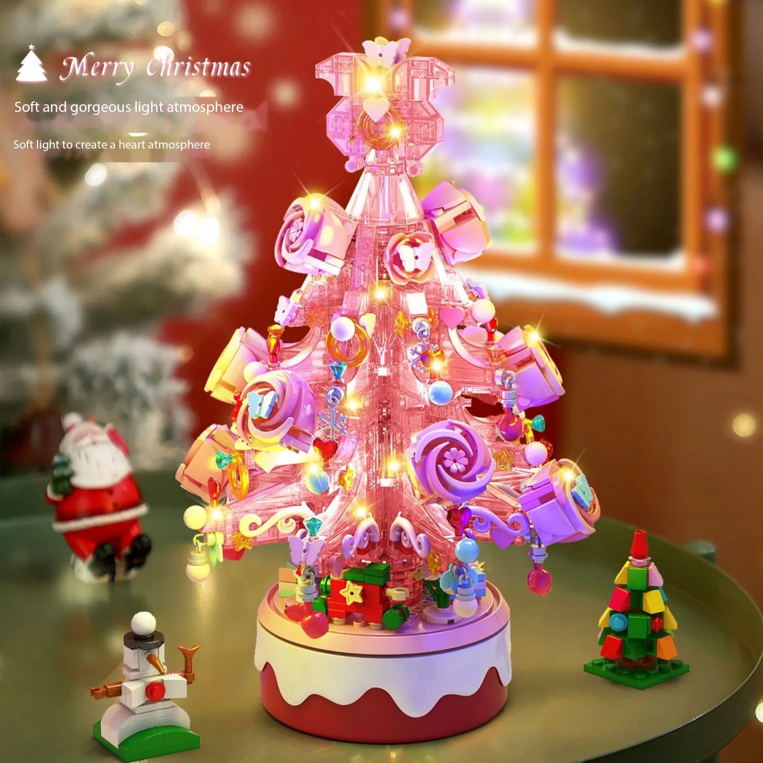 

Christmas Tree Building Blocks Kit, Christmas Tree with Lights Creative Toy Building Sets, Home Christmas Decor Building Toys fo