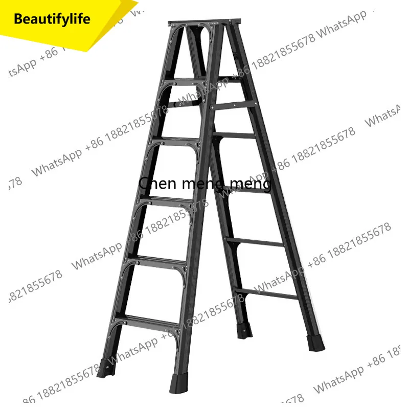A55 Aluminum Alloy Herringbone Ladder 1M 1.2M Height Household Folding Telescopic Design Double Sided Engineering