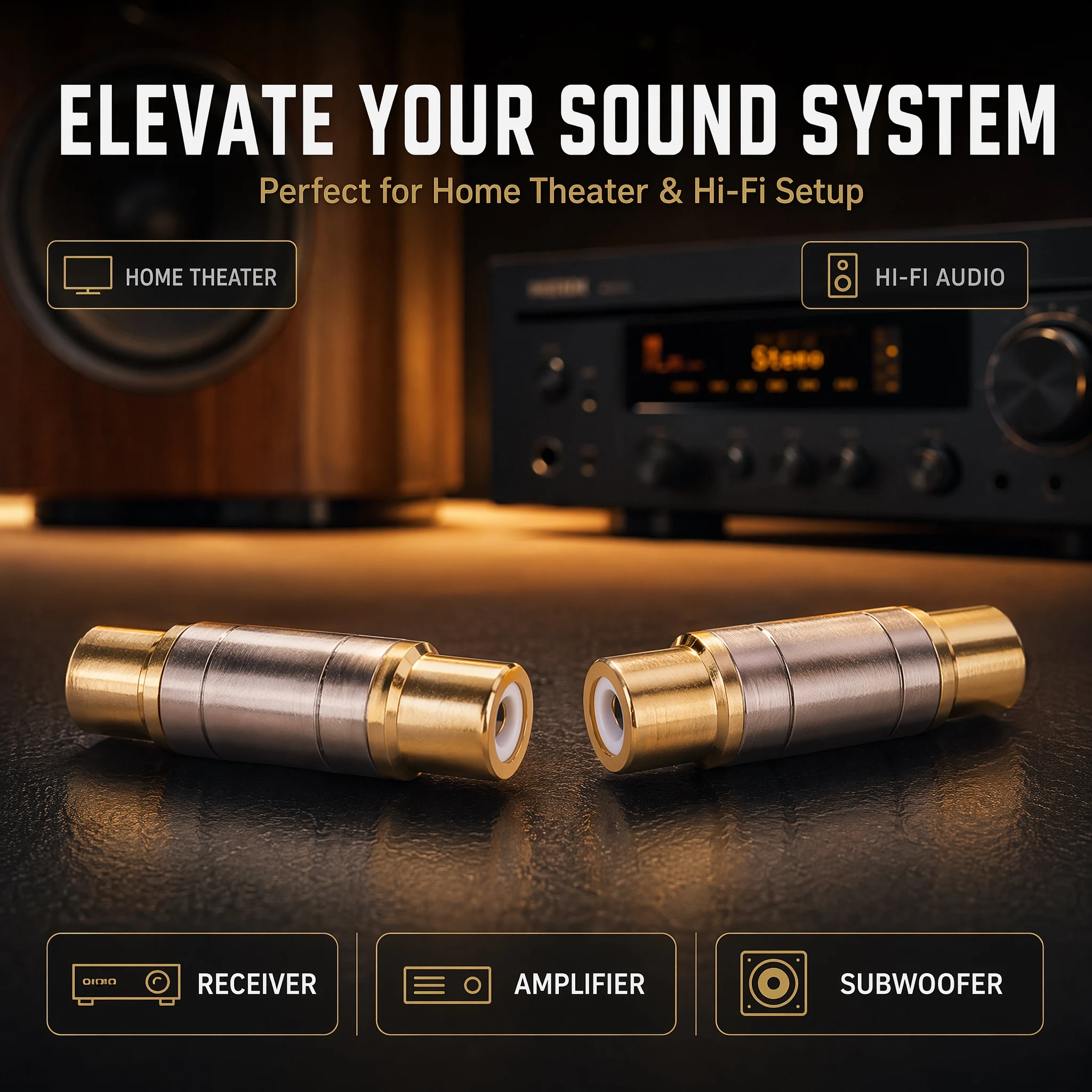 Lot de 2 adaptateurs RCA femel - Home Cinema Sound System avis et prix
