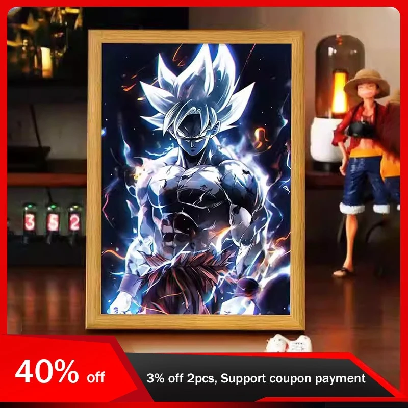 22cm/8.66in Dragon Ball Anime Light Painting Wukong Peripherals Night Led Luminous Cartoon Collectible Lamps Desk Party Supplies