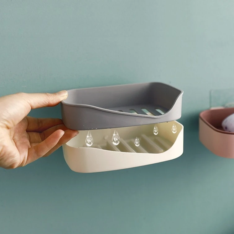 

Держатель для мыльницы без перфорации, пластиковая стойка для хранения мыла, самоклеящийся сливной держатель для мыльницы, бытовой