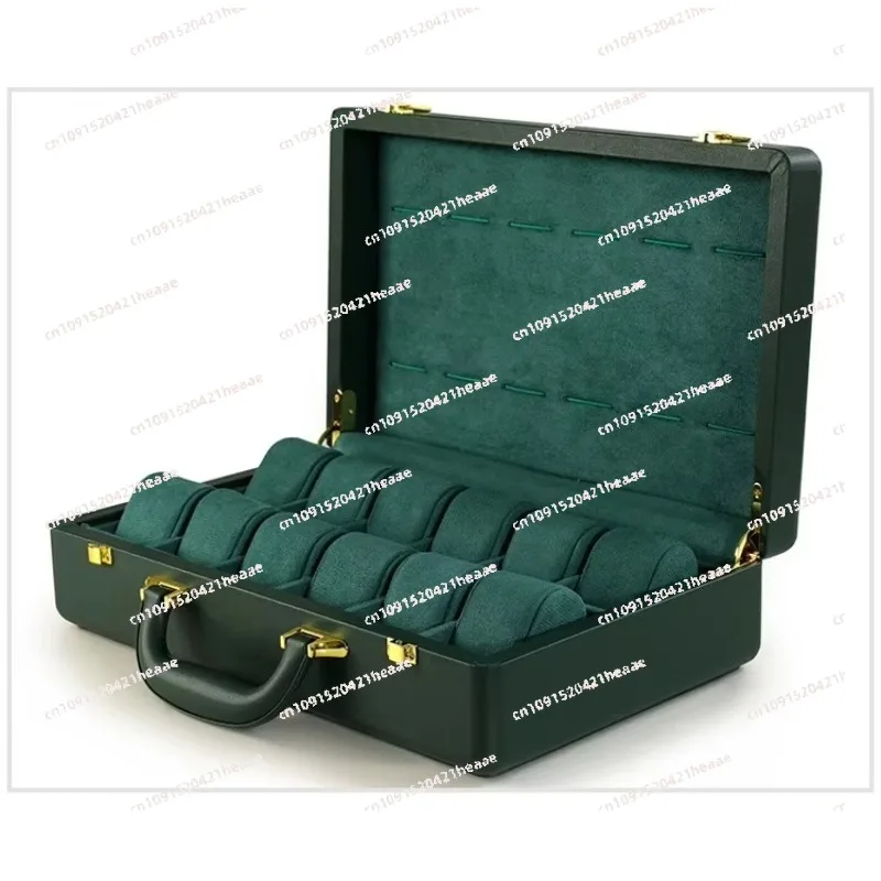 Suitable for12-slot watch display, jewelry collection packaging box, portable suitcase,  High-end leather watch storage box,