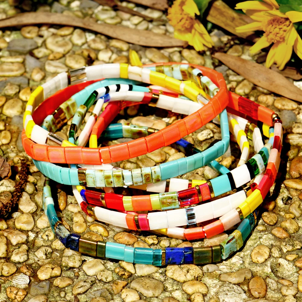 1PC Bohemian style colorful TILA glass beaded bracelet, suitable for men and women to wear on vacation