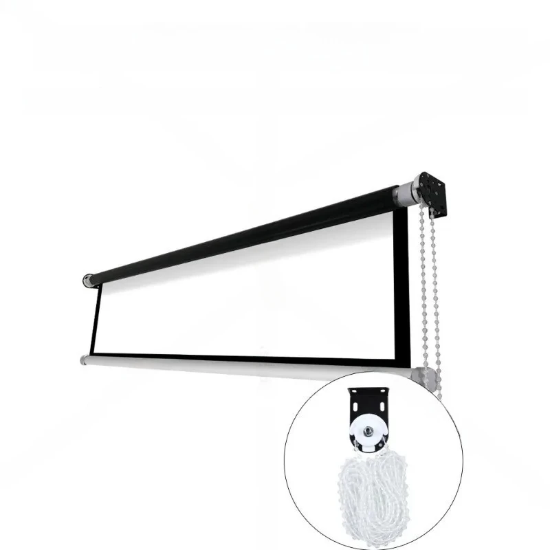 Portable High-Definition Home 60 Inch Hand-Pulled Lifting Self-Locking Drop Down Projector Screen