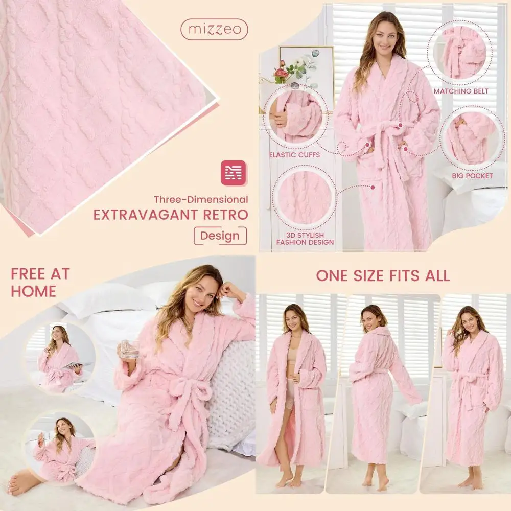 

Luxurious Plush Women's Bathrobe, Soft and Warm Microfiber Robe for Comfort