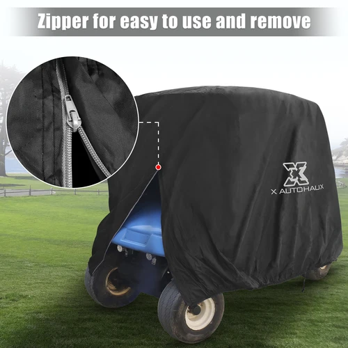 Imagen 2 del producto X Autohaux-funda impermeable para carrito de Golf, cubierta protectora 400D para exteriores, a prueba de sol y polvo para 2/4 pasajeros, accesorio para carrito de Golf
