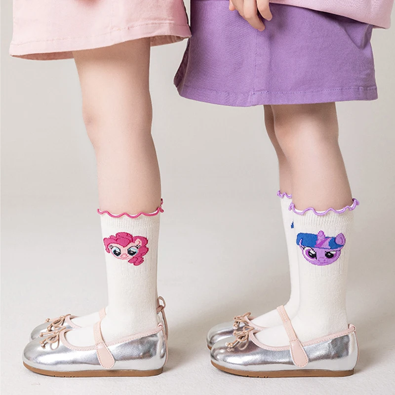 MINISO My Little Pony Pinkie Pie Anime Children Cotton Socks Spring Autumn Girl Cartoon Long Socks Comfortable Breathable Sock