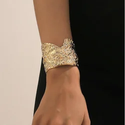 Bracelet For Women Open Wide Irregular Bangle Geometric Metal Bangles Party Gift Holiday Fashion Jewelry DB021