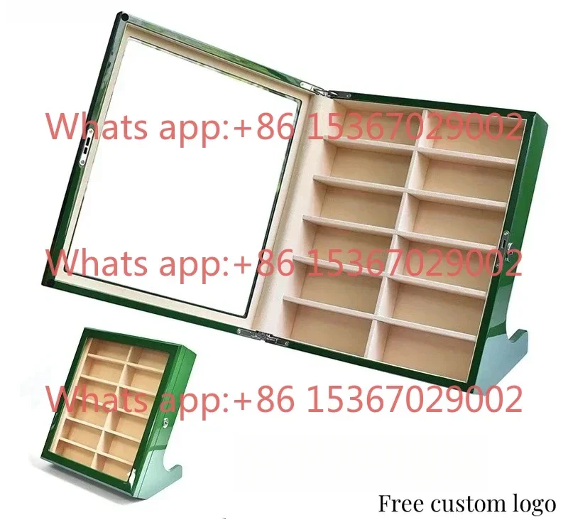 Luxury 12 Slots Spectacles Sunglasses Collection Case Box Wooden Glasses Business Storage Display with Lock Customizable Logo