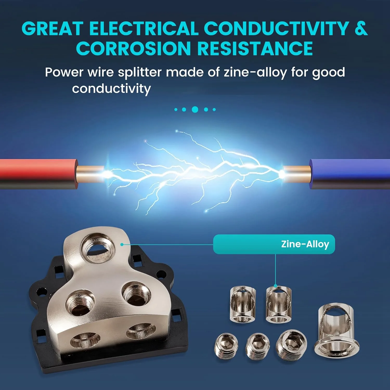 

Superior-2PCS 2-Way Power Distribution Block 0/2/4 Gauge In 4/8 Gauge Out Auto Car Audio Distribution Connecting Block