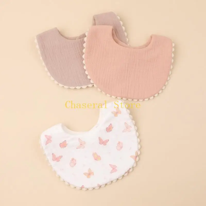 E7CE 3PCS Baby Bib Soft & Breathable Cotton Bandana Scarf Enfant bavage Bib Burping Tissu pour les garçons les filles