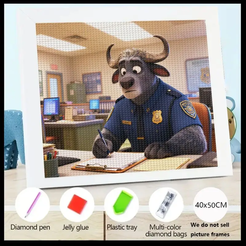 1 قطعة ديزني Zootopia ضابط Bogo 5D الماس طقم الطلاء ، DIY بها بنفسك الحفر الكامل الكرتون الشرطة الجاموس الحيوان كريستال حجر الراين الفن Se
