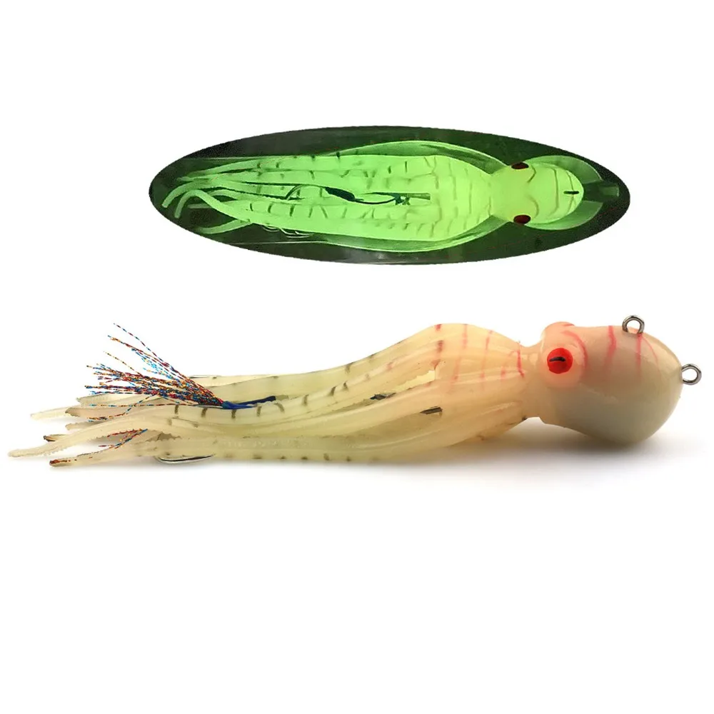 

180g Fishing Squid Bait TPE Noctilucent Squid Skirt Trolling Lures with 10 Compressed Inks Artificial Fishing Squid Bait
