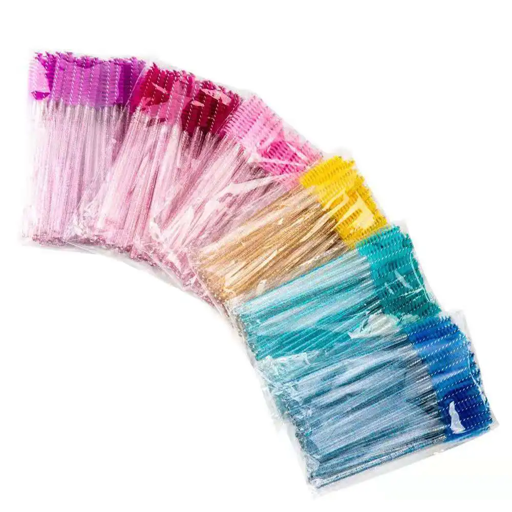Brosse à cils en cristal jetable, baguettes de Mascara, Extension de cils, microbrosse, applicateur de sourcils, brosse de maquillage, 100 pièces