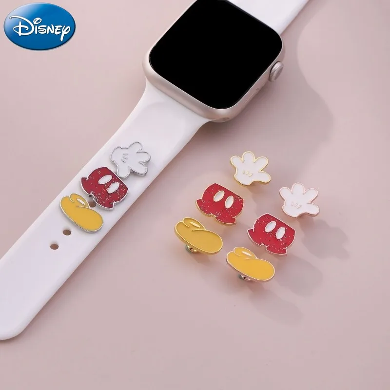 Disney Mickey Charms for IWatch SE/Galaxy Watch/Soft Silicone Bracelet Metal Decoration for Apple WatchBand Strap Accessories