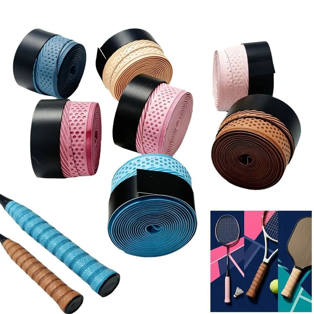 Anti-slip Sport Fishing Rods Over Grip Sweat Absorbing Glossy Surface Badminton Racket Grip Tape Embossed Texture Macaron Colors
