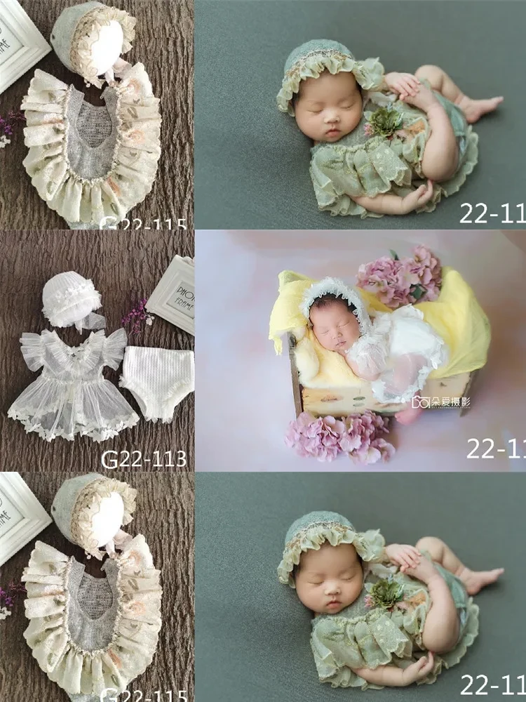 Baby Girl Photography Props Infant Cute Newborn Vest Lace Romper Bodysuit Photo Shoot Outfits Lace Romper Bodysuits Outfit