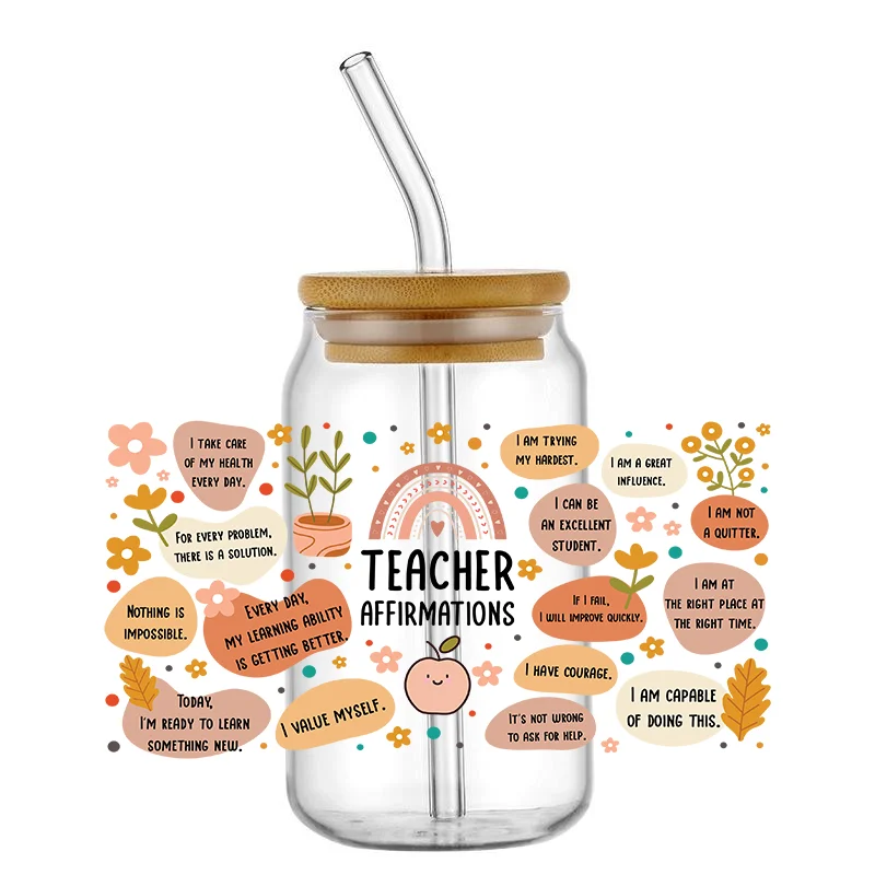 Teacher Life Designs 16oz UV DTF Cup Wraps Teacher Back To School Printed For DIY Glass Ceramic