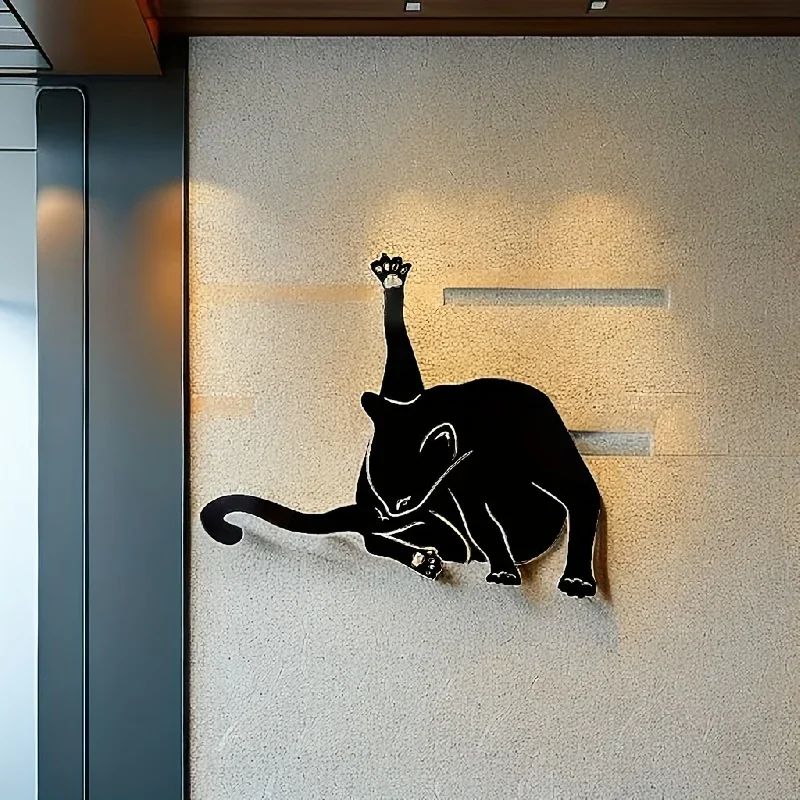 

1pc Home Decoration Metal Crafts Pendant Black Cat Metal Art Wall Decoration Outdoor Courtyard Indoor Applicable Decorations.