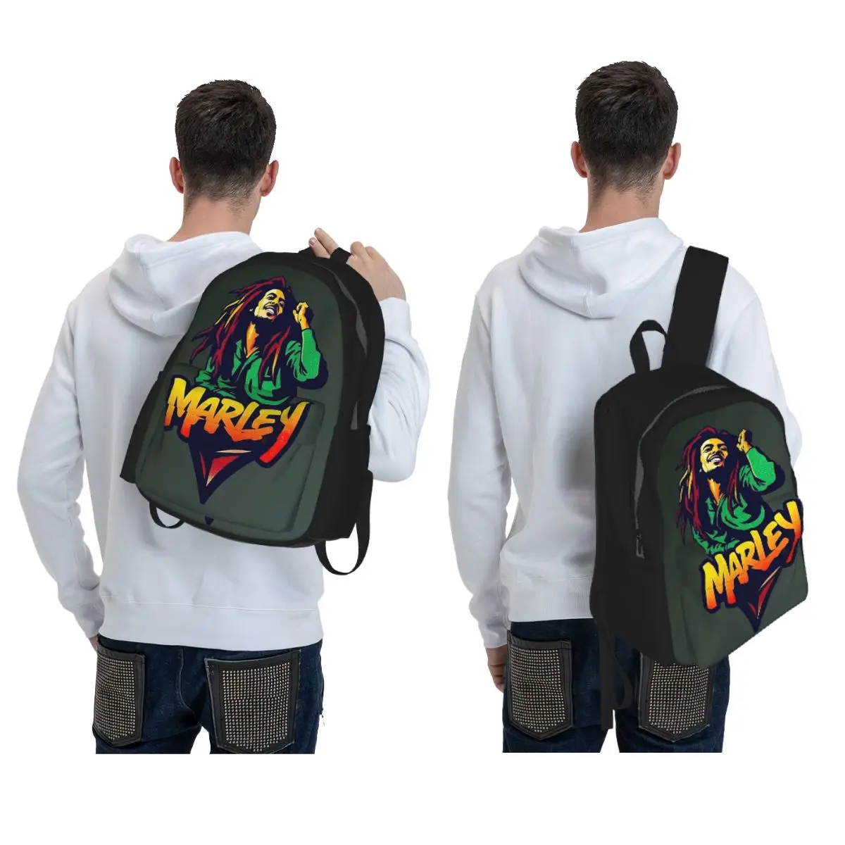 Bob Marley Reggae Backpack Daypack Large Capacity Kids BookBag School Bag Shoulder Bags for Men Women