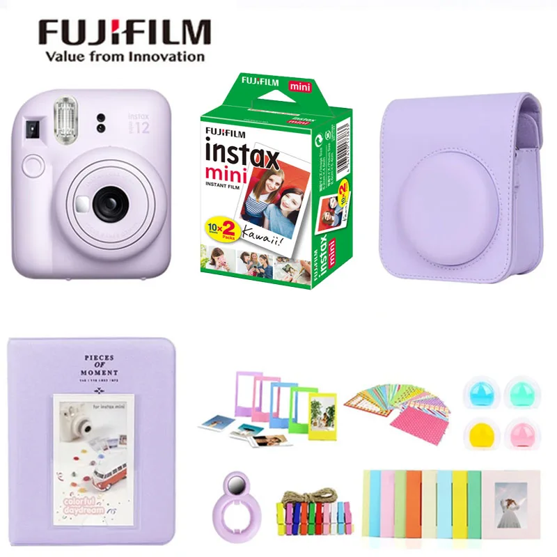 New Fujifilm Camera Instax Mini 12 Camera Genuine Comes with Camera Bag Set With Optional Fuji Instax Mini Film Photo Paper