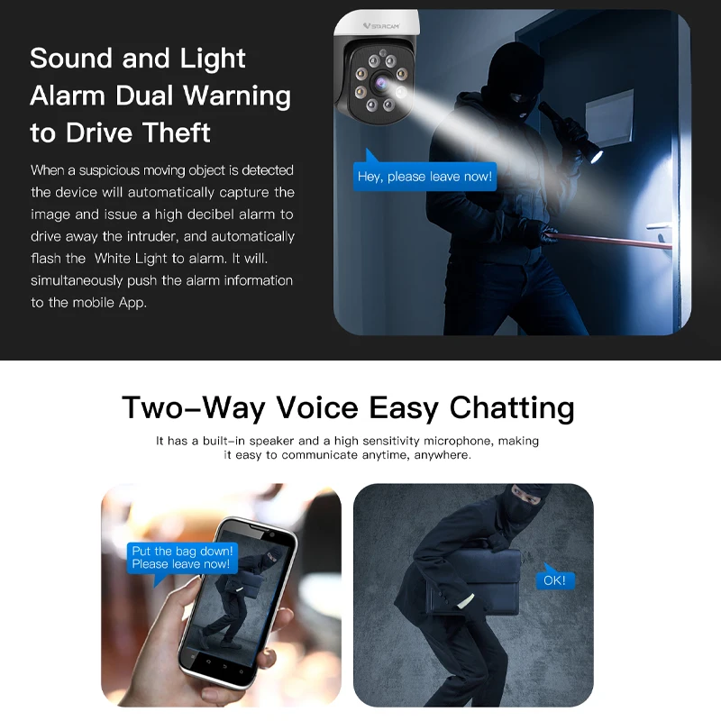 Vstarcam New Outdoor LED Lights 3MP HD Wifi IP Camera Security Systems Waterproof Dustproof Full Color Night Vision Smart Home