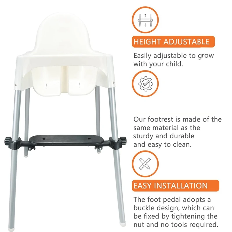 High Chair Footrest Non-Slip High Chair Foot Rest Height Adjustable Highchair Footrest Polypropylene Footstool