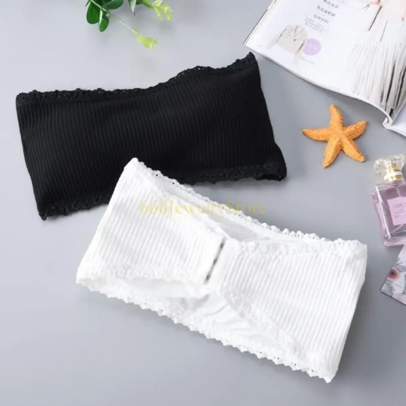 F2TD Phụ nữ buộc dây đeo ren Bandeau Bra Padded liền mạch Bandeau Tube Tube