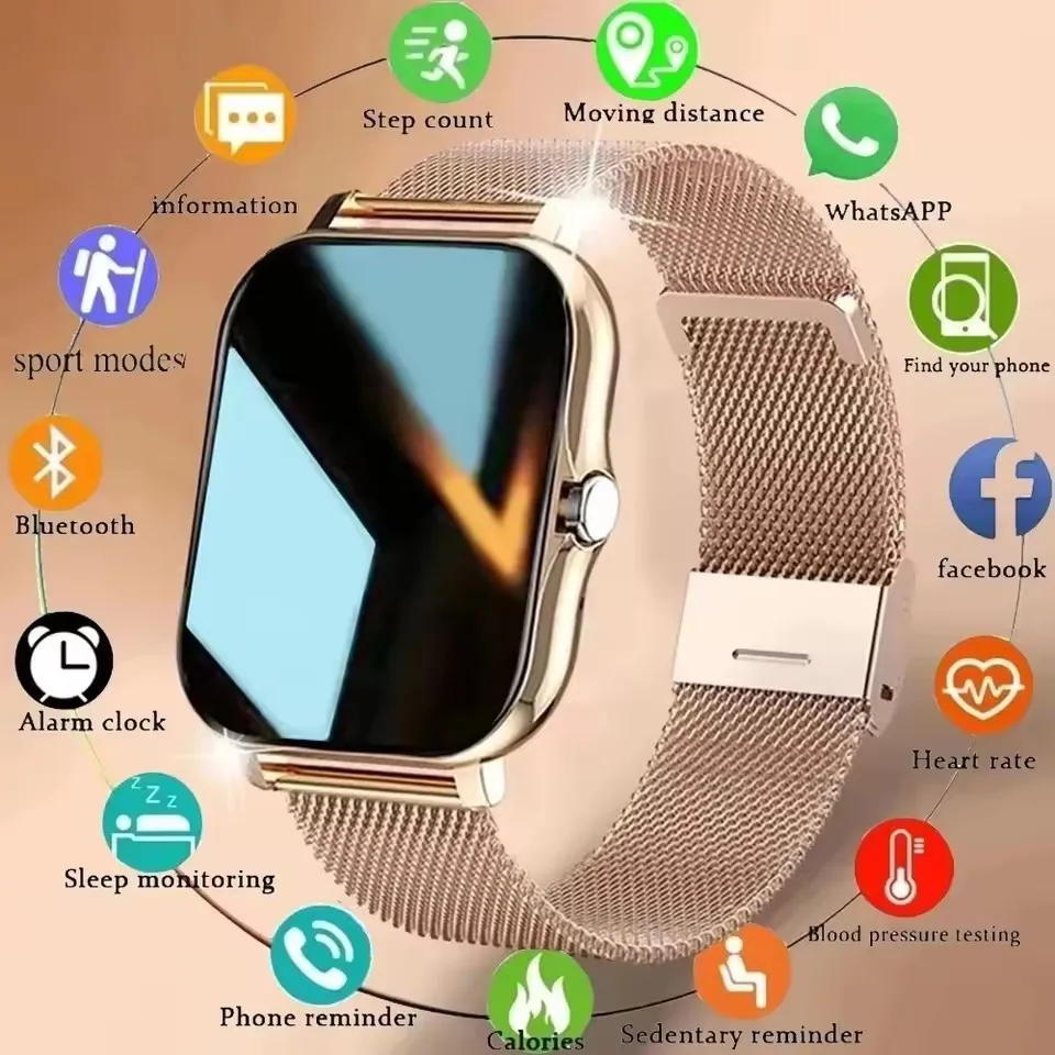 스마트 워치 안드로이드 IOS 휴대폰, 블루투스 통화, 혈중 산소 압력 모니터링 스마트 워치, 1.44 인치 컬러 스크린, 남녀공용, 신제품