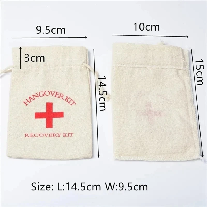 Wedding Favor Holder Bag Hangover Kit Bags For Guests Gift Red Cross Cotton Linen Pouches Festival Event Party