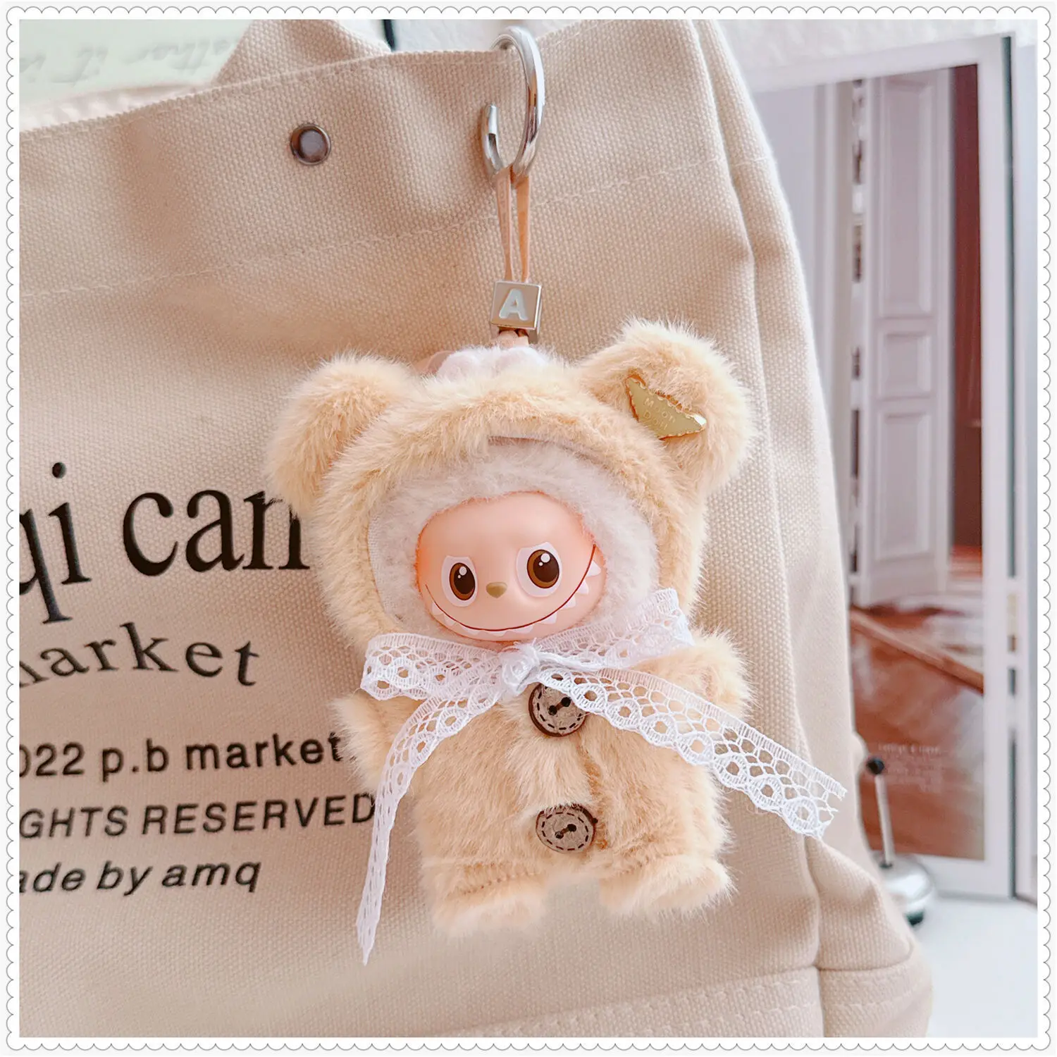 

10cm Mini Labubu 4.0 Doll Clothes 4th-Gen Cute Furry Bear-themed Onesie Accessories for Mini Labubu