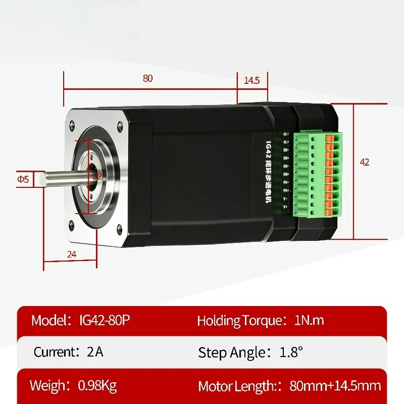 42x42x80+14.5mm 1NM Nema17 Hybrid Closed Loop Integrated Stepper Motor Driver DC24V 1.8 Step Angle 2-Phase for 3D