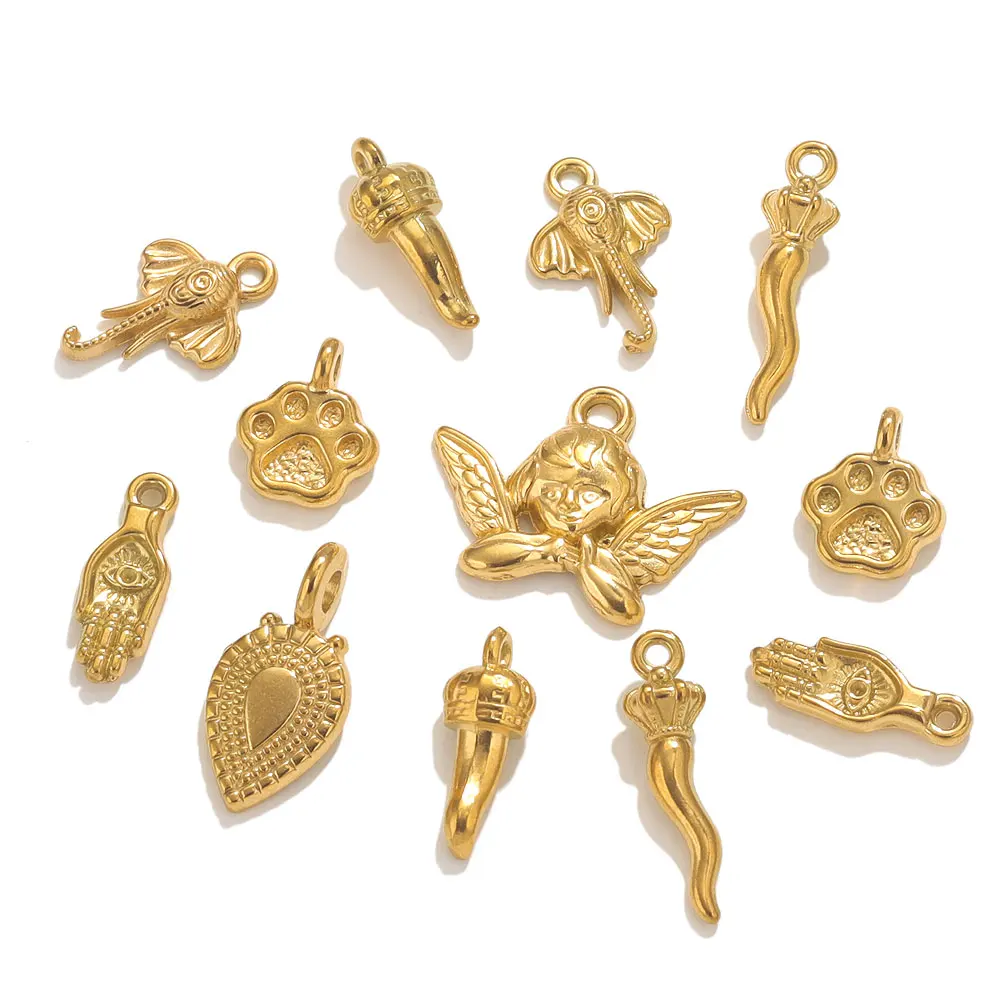 5 шт. Позолоченные маленькие подвески из нержавеющей стали, подвески в виде ангела с перцем, сделай сам, ожерелье, браслет, материалы для изготовления ювелирных изделий, фурнитура