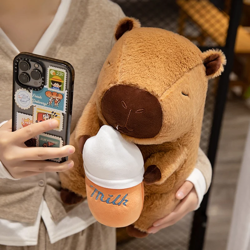 Cute  Sunglasses Feeding Bottle Capybara Plush Toy Plushie Doll Capibara Anime Stuffed Animals Soft Plush Gift Toys