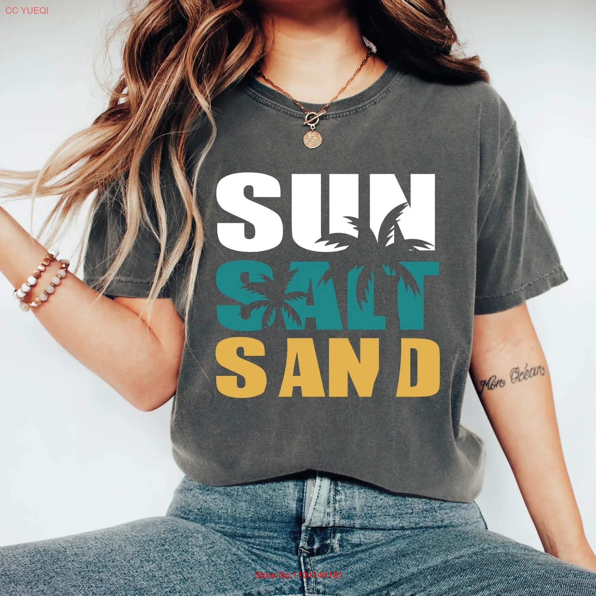 Sun Sand Salt Beach T Shirt Vacation Retro Summer Comfort Colors Travel long or short sleeves