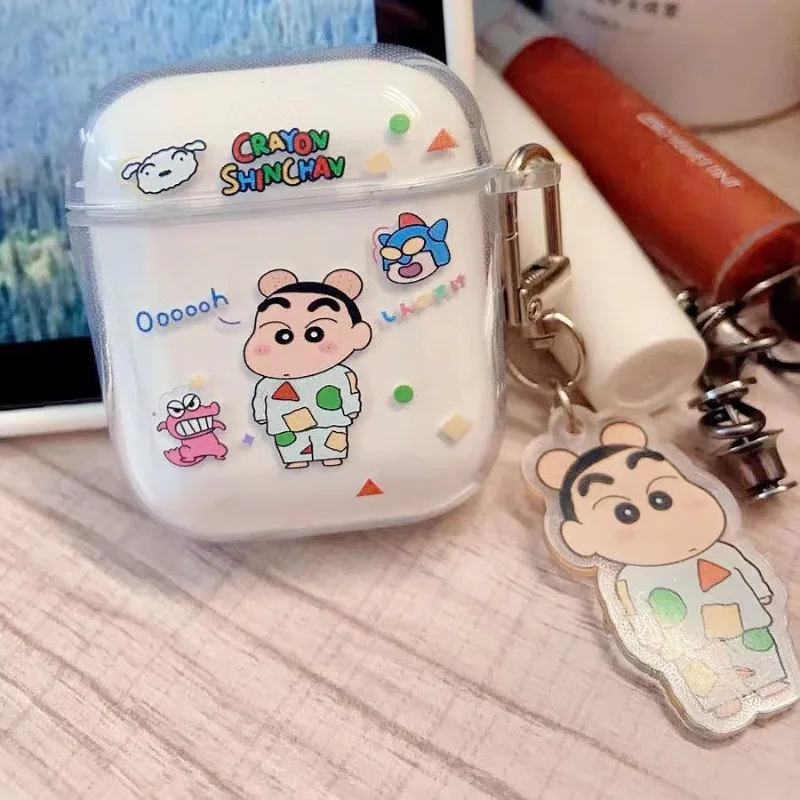 2pcs Cartoon Cute Pajamas Crayon New AirPods 1st/2nd Generation Headphone Case Apple Wireless Bluetooth Pro3 Transparent Case