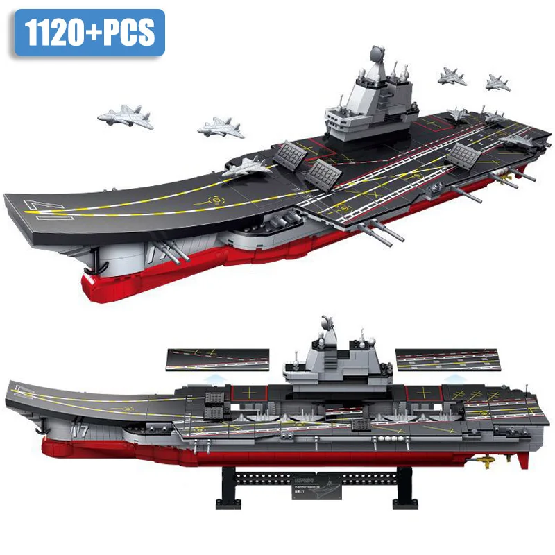 Military MOC 1120pcs Aircraft Fighter Carrier Building Blocks DIY City Warship Airplane Model Bricks Toys For Children Boy Gifts