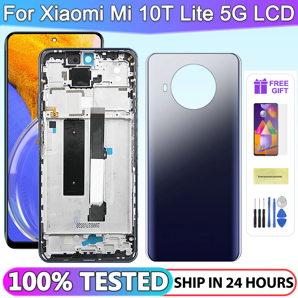 6.67\'\' LCD Mi 10T Lite 5G Screen Replacement, for Xiaomi Mi 10T Lite 5G M2007J17G LCD Display Touch Screen Digitizer with Frame