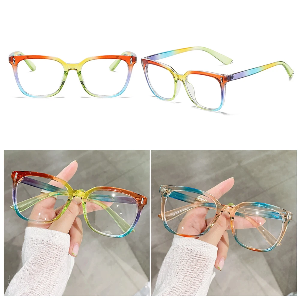 Fashion Computer Glasses for Woemn Vintage Street Photo Square Large Frame Myopia Eyewear Gradient Anti-blue Light Glasses