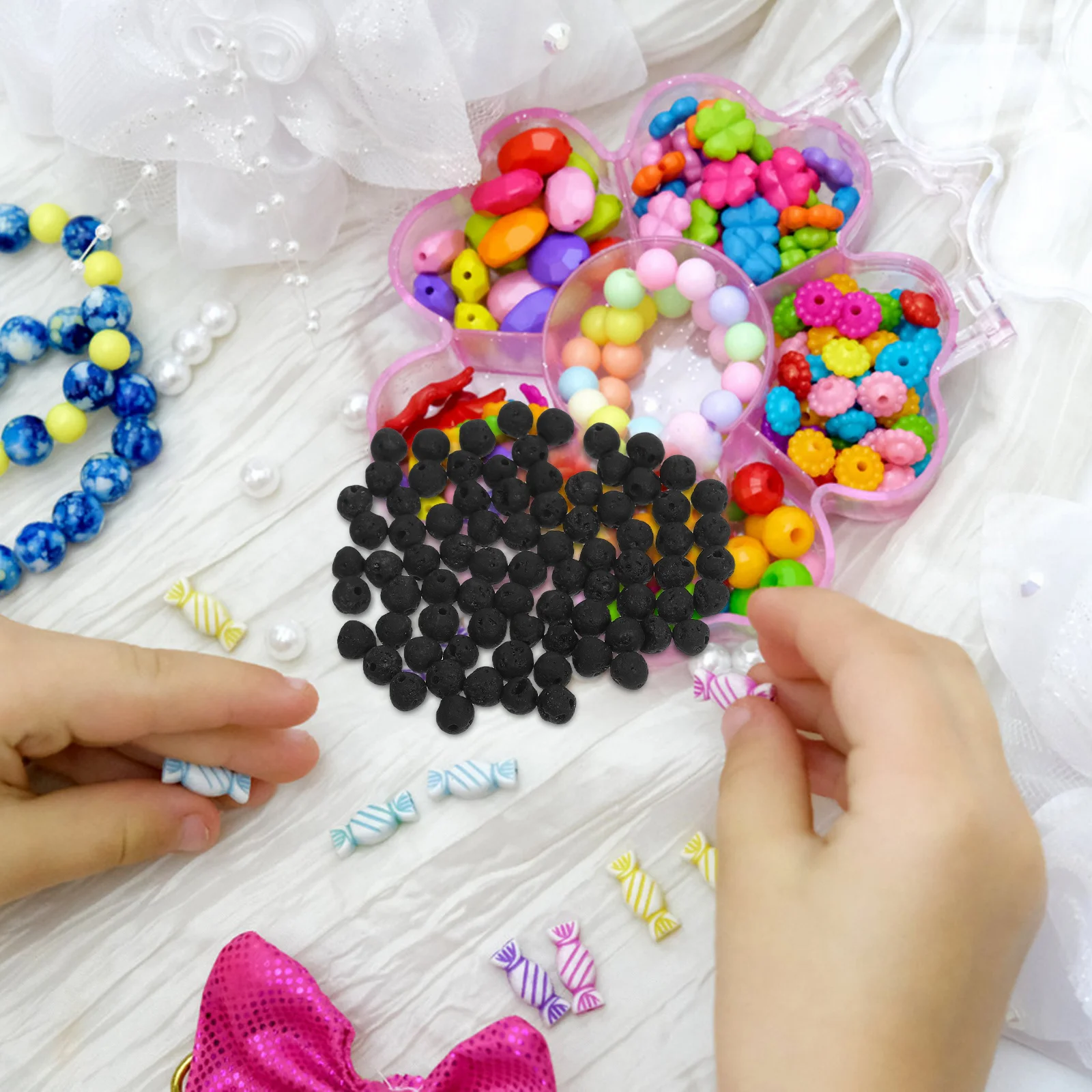 

1Set Natural Volcanic Stone Beads Round Lava Rock Beads for DIY Jewelry Making Bracelets Necklaces Accessories Diffuser