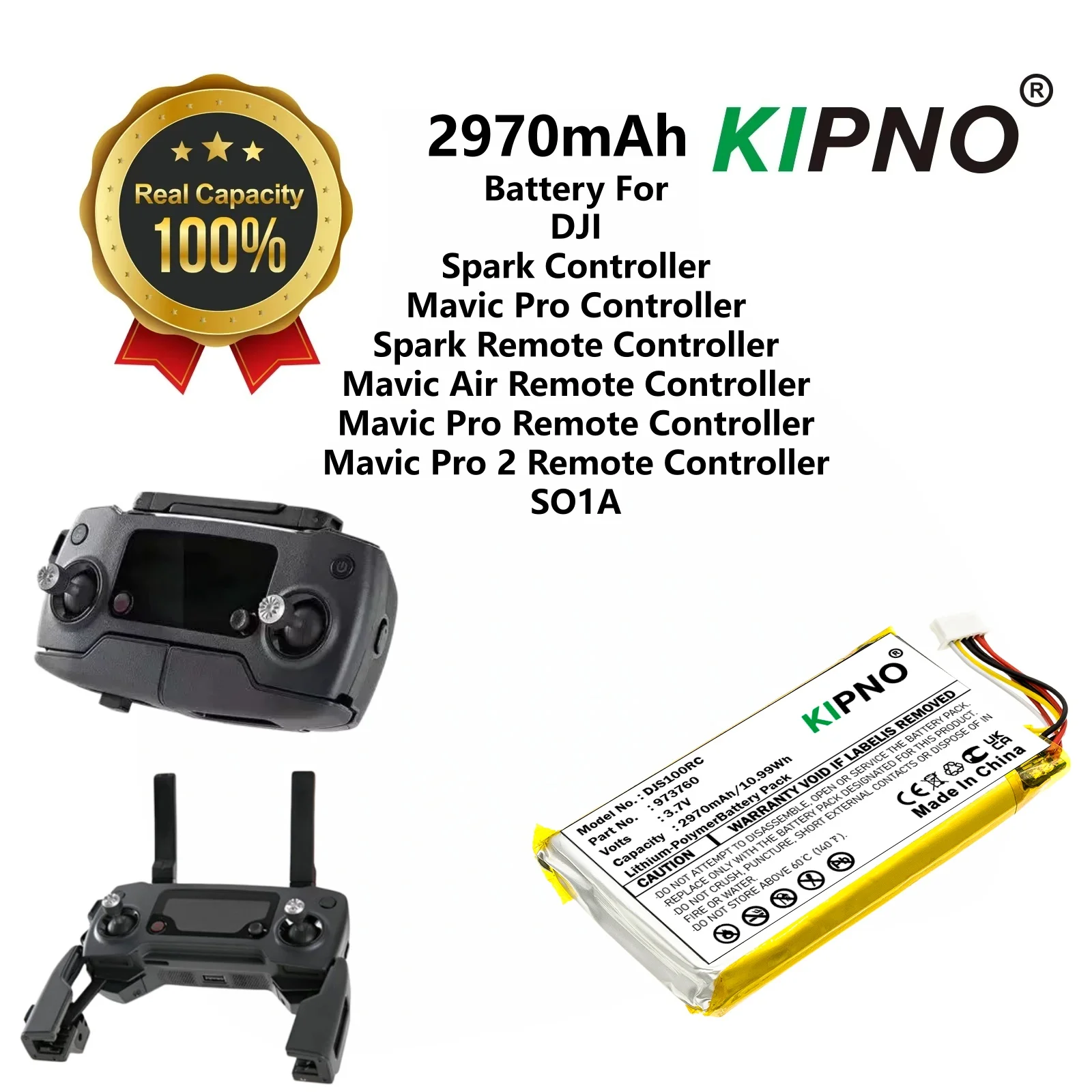 Batería KIPNO de 2970mAh para controlador DJI Spark, controlador Mavic Pro 2, control remoto Spark 1, controlador SO1A
