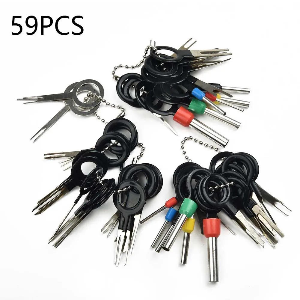 

59pcs Removal Tool Car Connector Crimp Equipment Harness Repair Terminal Wiring Pin Puller Set Stainless Steel